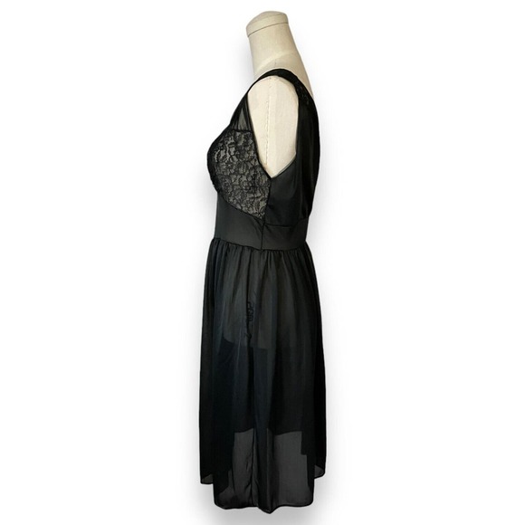 Vintage Rogers Runproof Black Lace Lingerie Slip Dress Goth Fairy Whimsygoth 34 - Picture 4 of 6